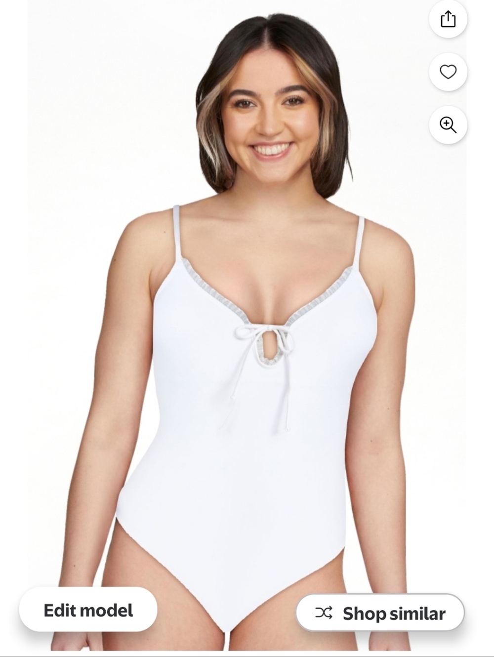 No Boundaries White One-Piece Swimsuit with Silver Trim